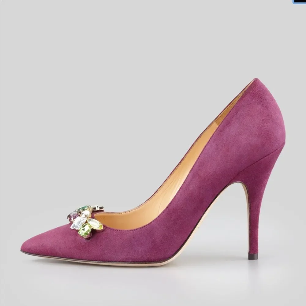 Kate Spade jeweled suede pointed-toe pump … - Picture 12 of 12